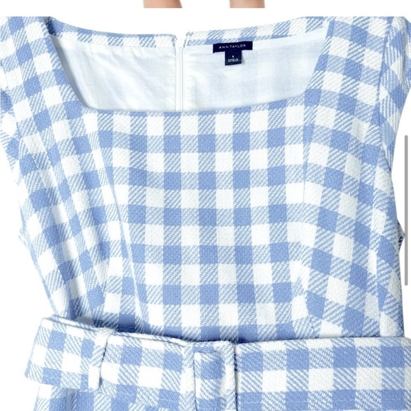 Ann Taylor Blue and White gingham belted Dress - Picture 3 of 7